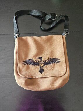Brown steam punk style Messenger bag , reversible